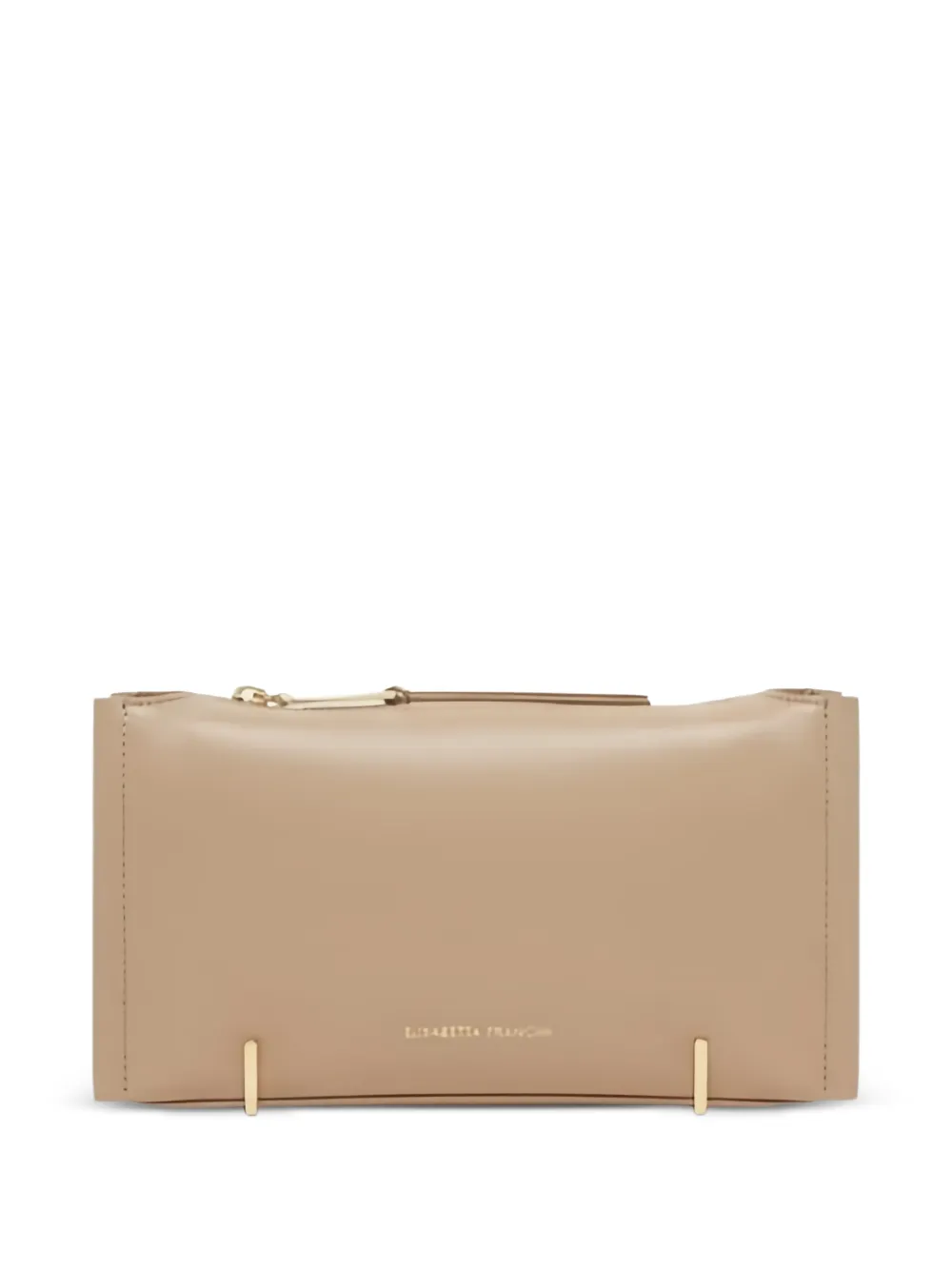 Elisabetta Franchi logo-stamp leather clutch bag - Toni neutri