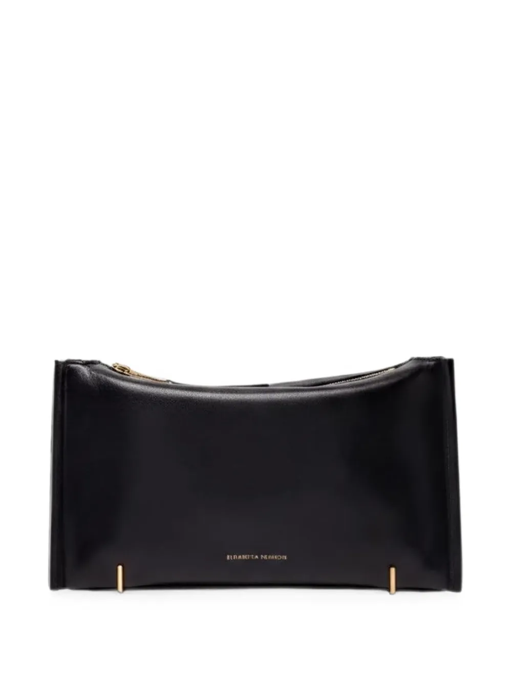 Elisabetta Franchi logo-stamp leather clutch bag - Nero