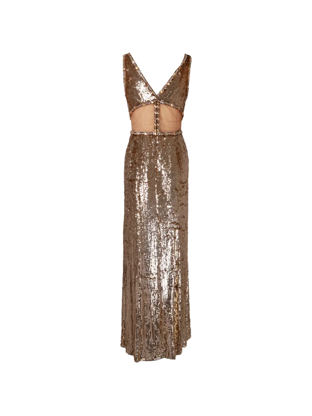 Jenny Packham Maxi-jurk met doorschijnende vlakken en verfraaid met pailletten Goud