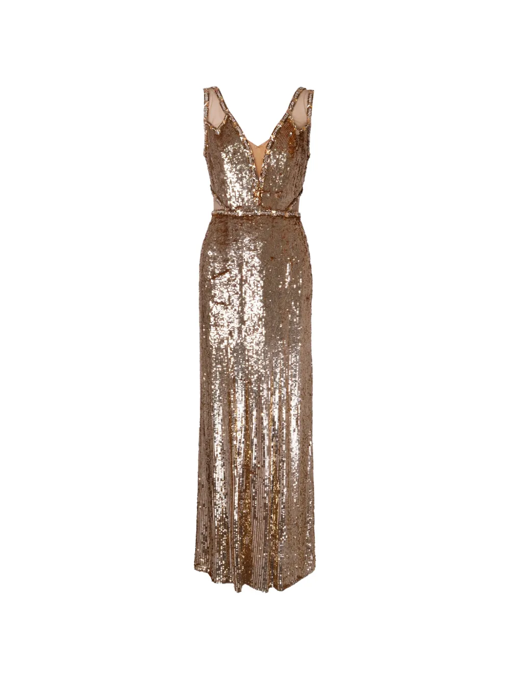 Jenny Packham sequin-embellished sheer-panelled dress - Gold