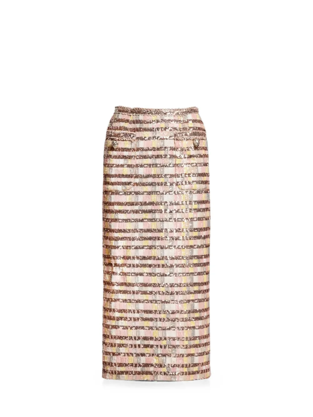 Elie Saab sequin-embellished midi skirt Beige