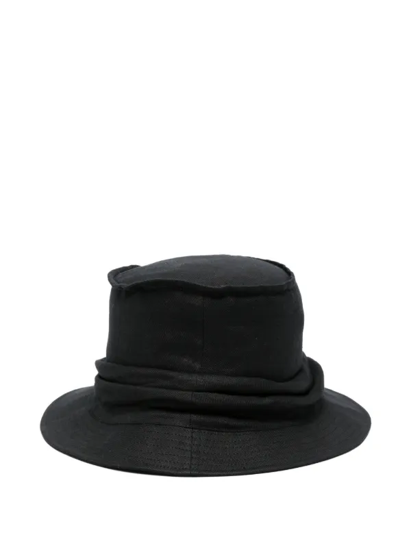 ヨウジヤマモト　yohji yamamoto ハット　帽子　ドレープ Yohji Yamamoto ドレープ バケットハット | ブラック | FARFETCH JP