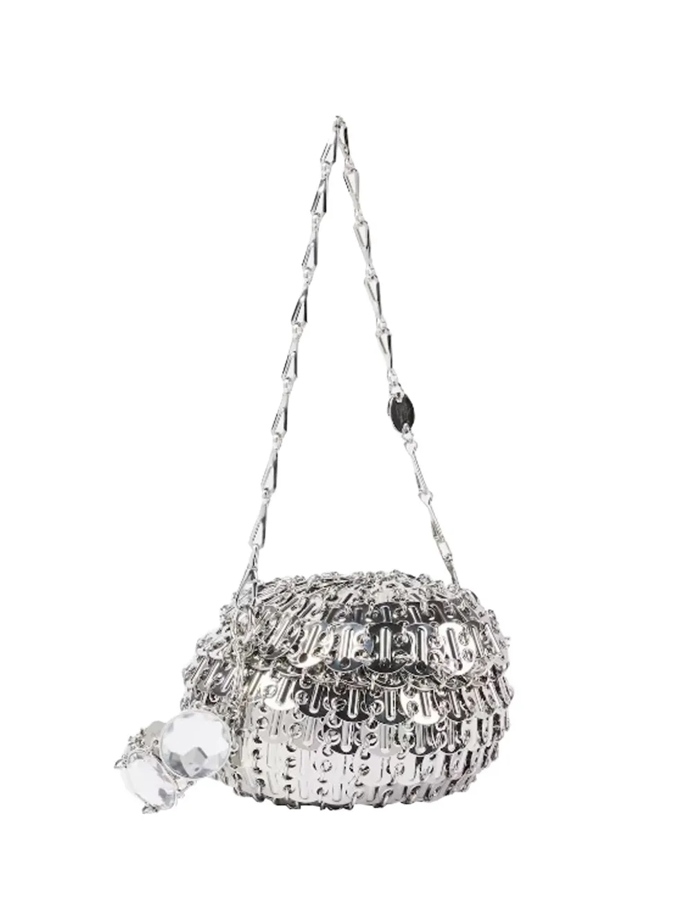 Rabanne rhinestone-embellished sphere shoulder bag - Argento
