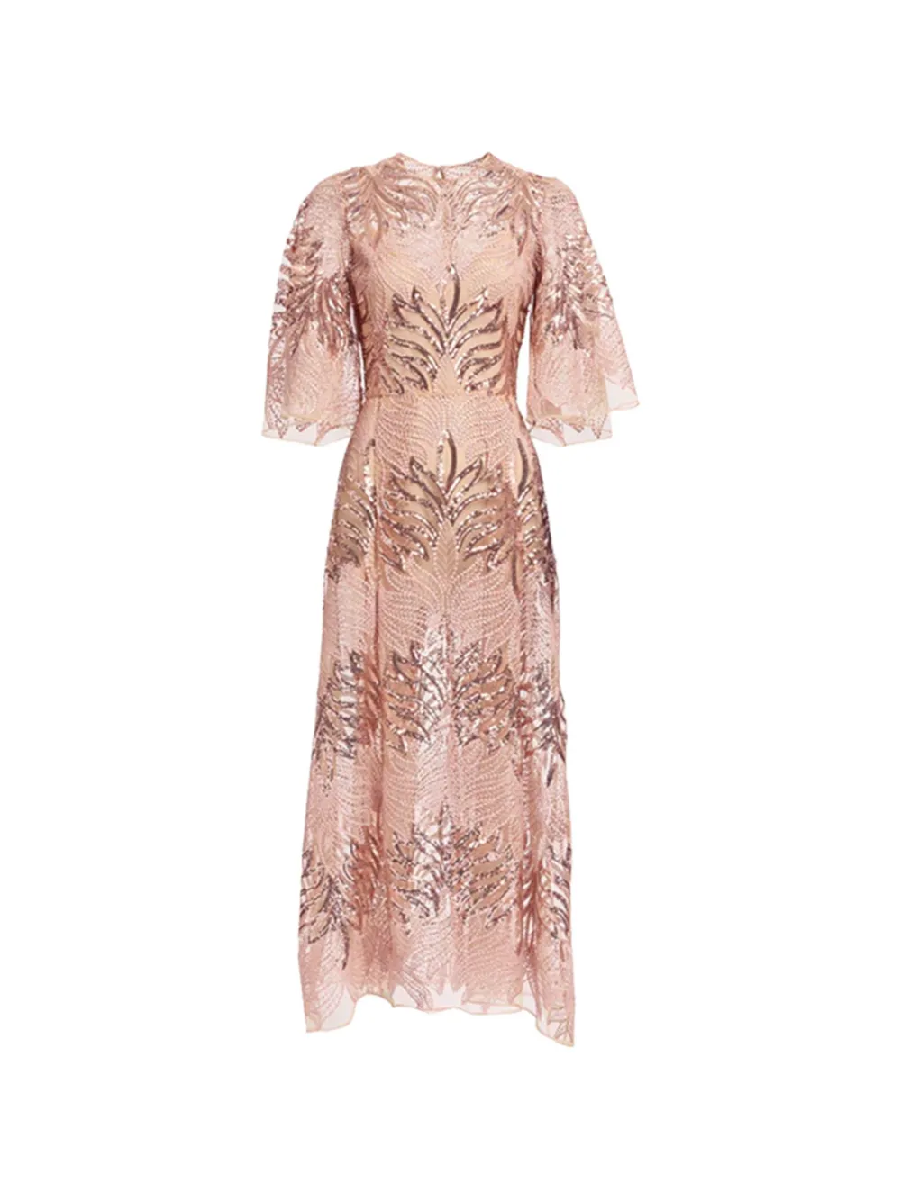 Elie Saab butterfly-sleeve midi dress - Rosa