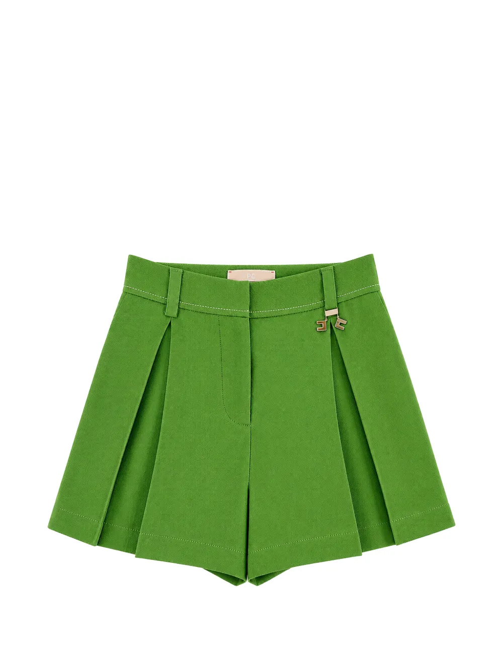 Elisabetta Franchi La Mia Bambina pleated logo-charm shorts - Verde