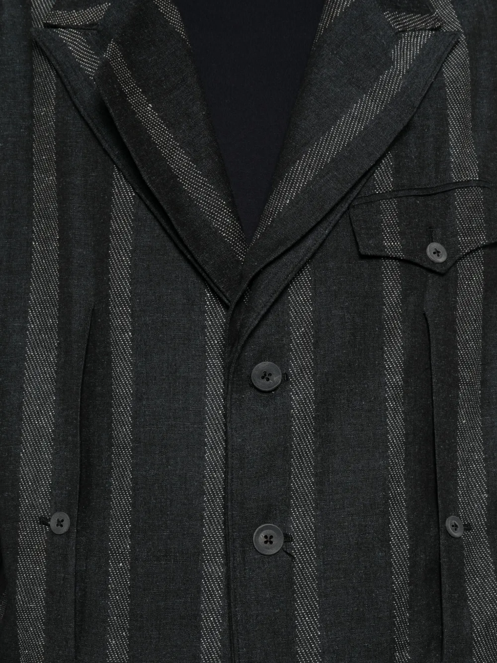 Yohji Yamamoto Gestreept pak met gekerfde revers Grijs