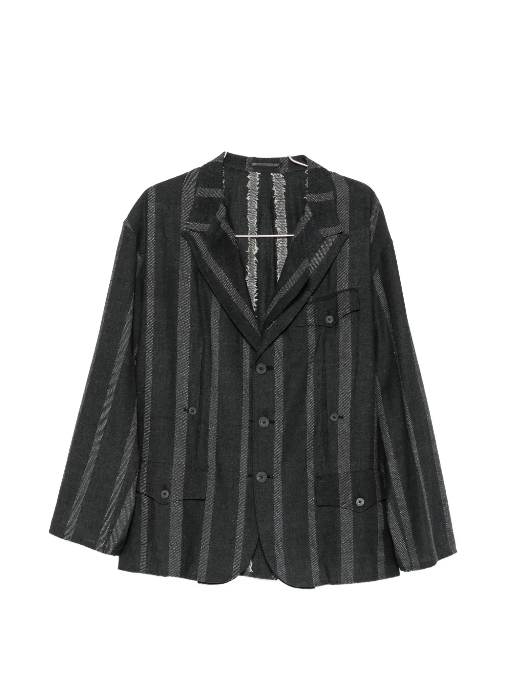 Yohji Yamamoto stripe-pattern notched-lapel blazer - Grigio