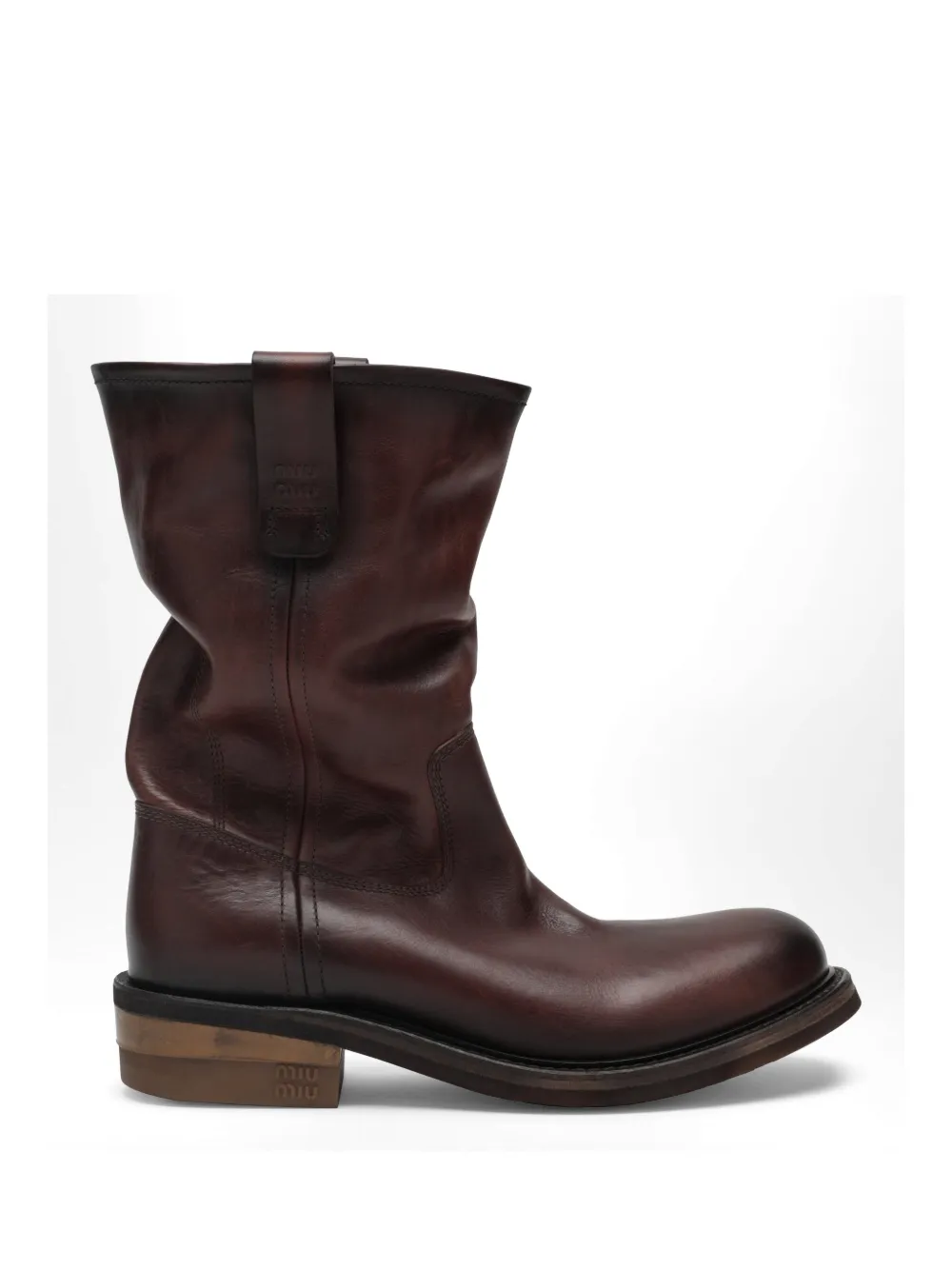 Miu Foule logo-embossed leather ankle boots Bruin