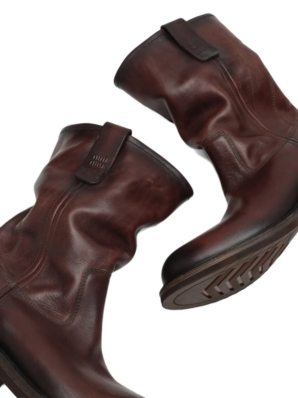 Miu Foule logo-embossed leather ankle boots Bruin