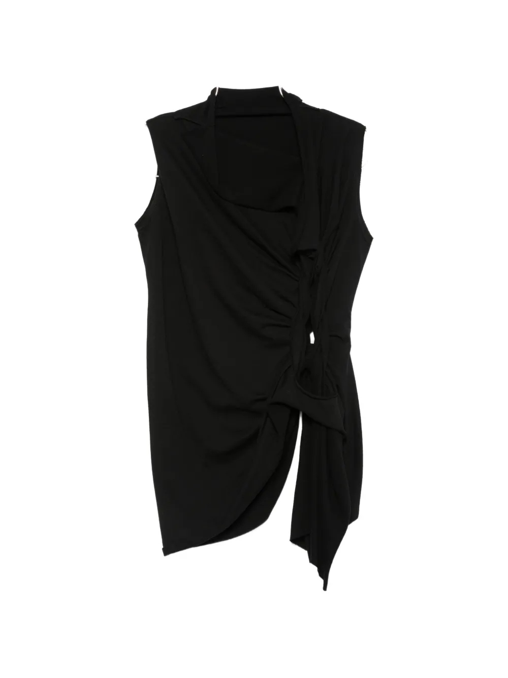 Yohji Yamamoto draped knot-detail top - Black