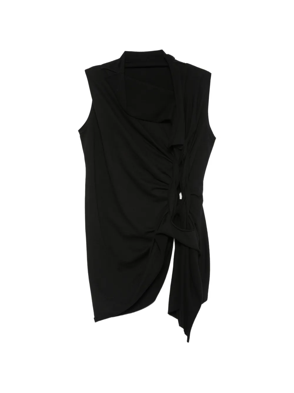 Yohji Yamamoto draped knot-detail top - Nero