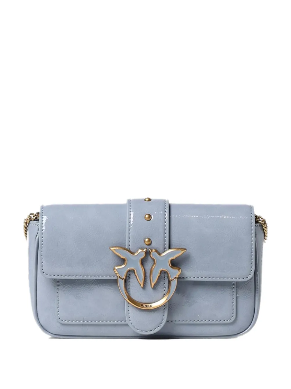 PINKO Love Birds patent shoulder bag - Blu