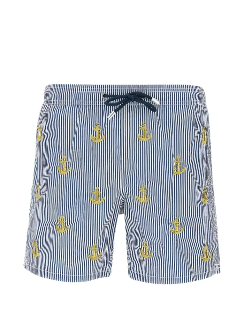 MC2 Saint Barth Gustavia striped anchor-embroidered swim shorts