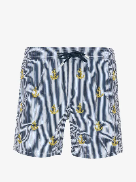 MC2 Saint Barth Gustavia striped anchor-embroidered swim shorts