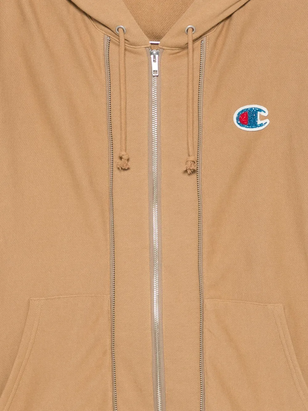 Undercover Hoodie met logopatch en drievoudige rits Beige
