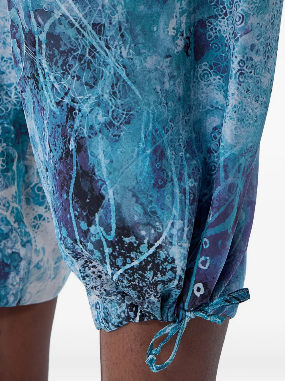 Yohji Yamamoto Shorts met trekkoordtaille en wijde pijpen Blauw