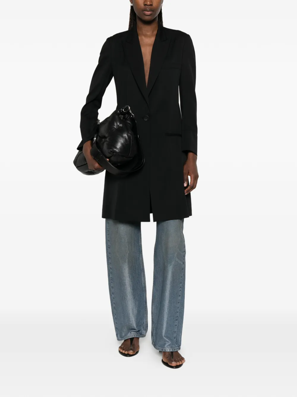 Yohji Yamamoto Jas met enkele rij knopen en asymmetrisch vlak Zwart