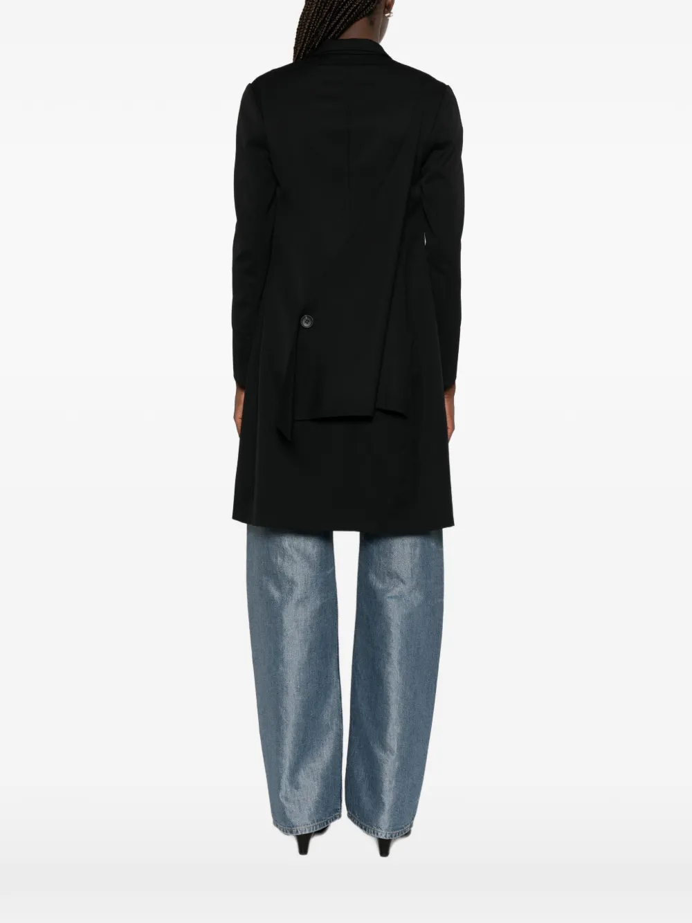 Yohji Yamamoto Jas met enkele rij knopen en asymmetrisch vlak Zwart