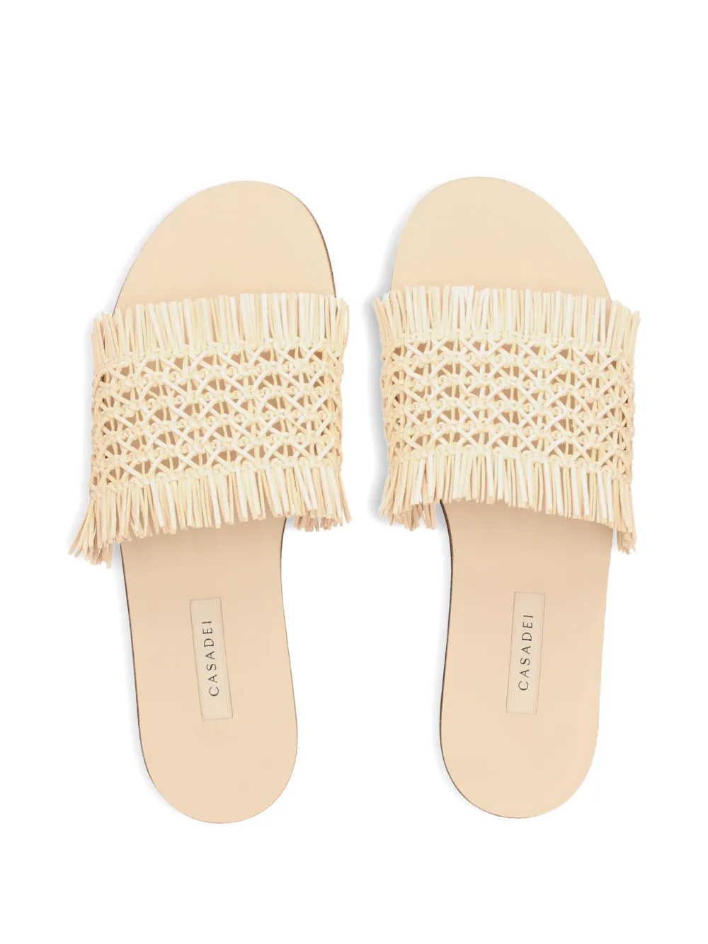 Casadei woven fringe-detail sandals Beige