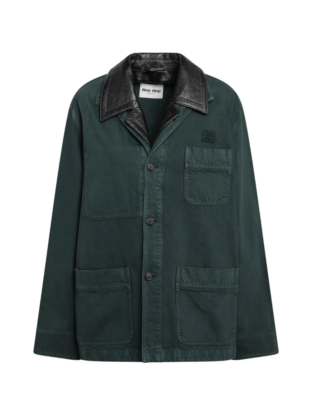 Miu Miu single-breasted logo-embroidered jacket - Green