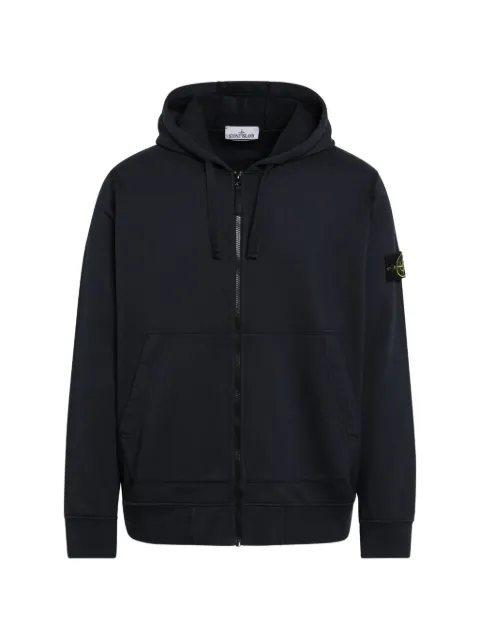 Stone Island logo-patch zip-up hoodie