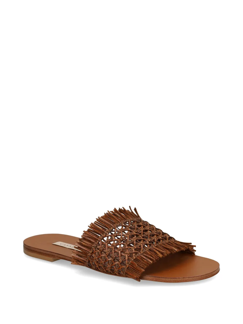 Casadei woven-design fringed sandals Bruin