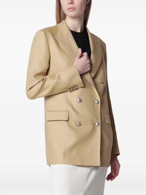 Tagliatore Double-breasted Peak-lapel Blazer in Neutrals