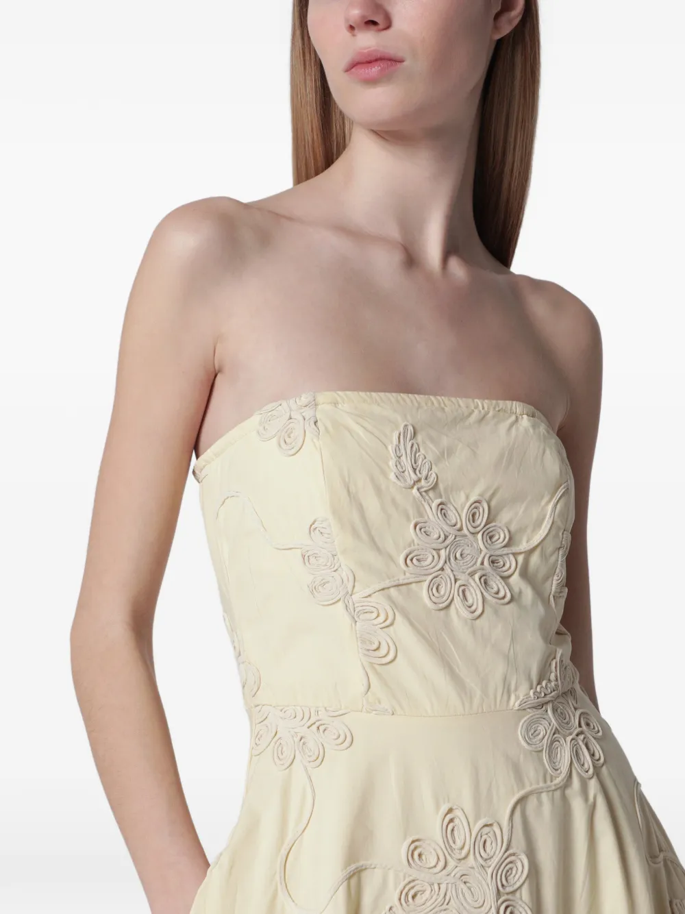 ROTATE BIRGER CHRISTENSEN Midi-jurk met geborduurde bloemen Geel