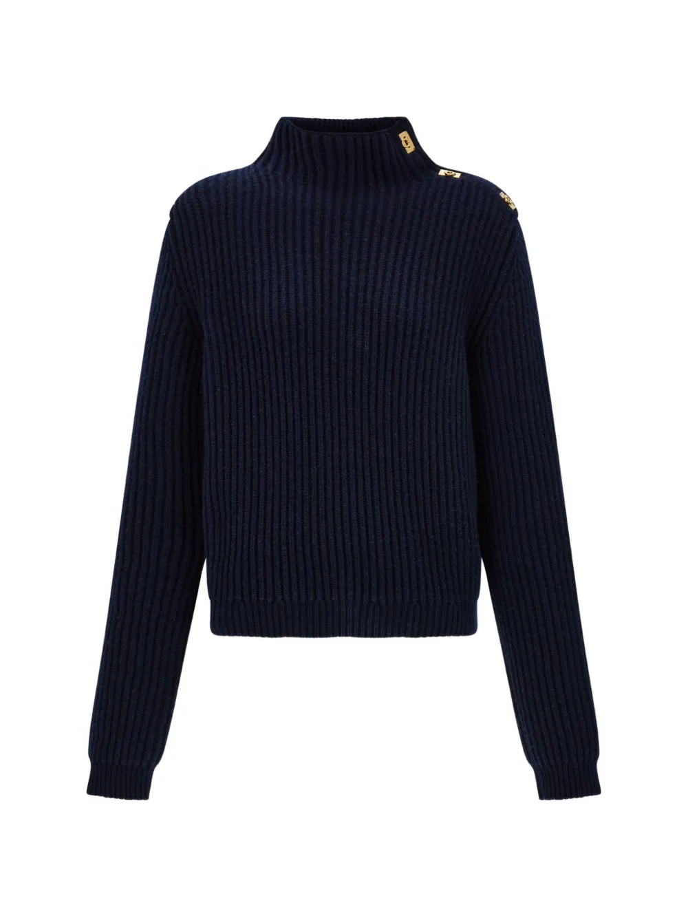 Ferragamo knitted sweater with gancini button detail - Blue