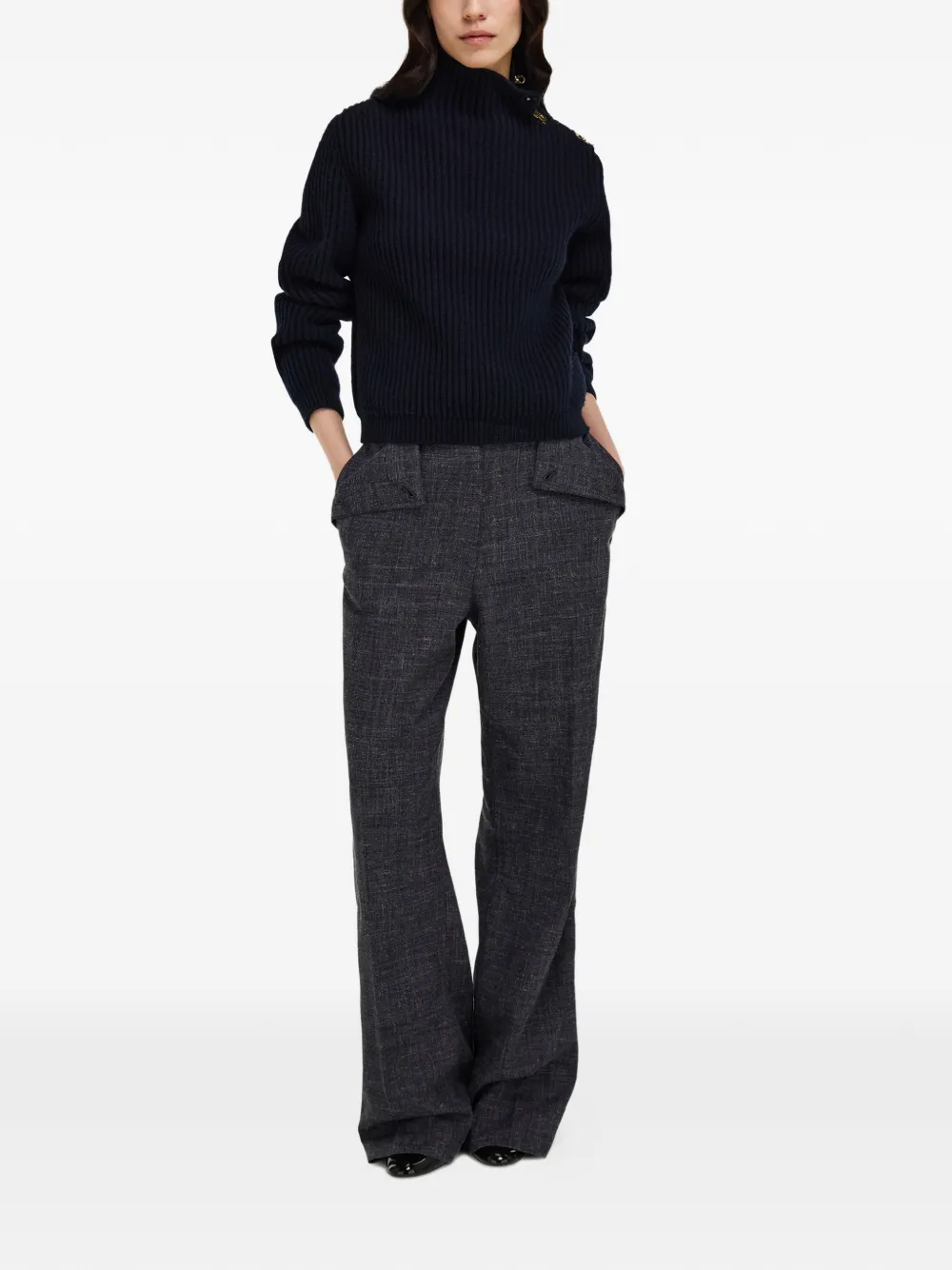  Ferragamo Jersey Con Botones Gancini - Azul 