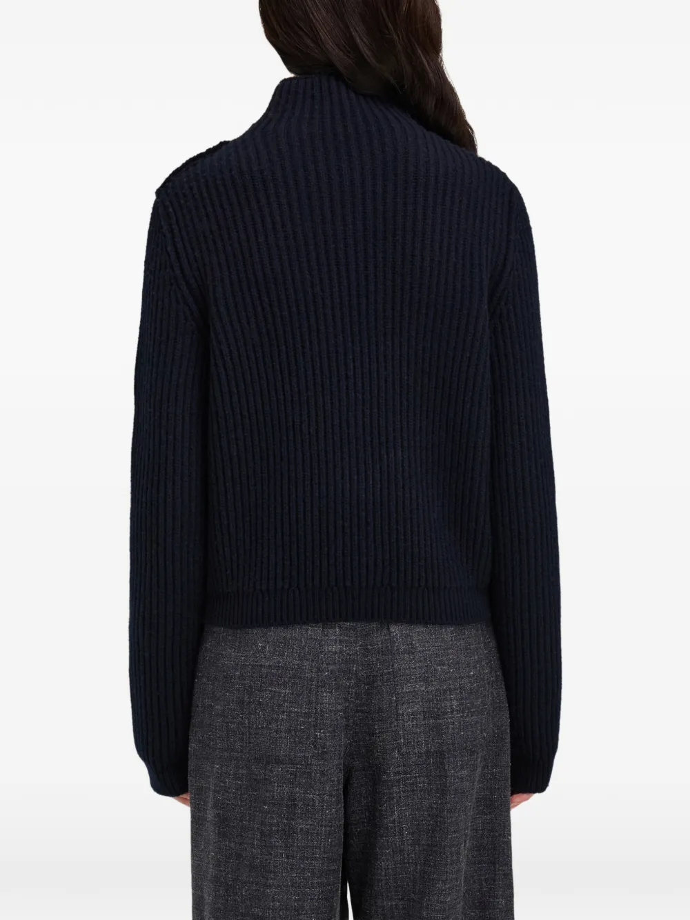 Ferragamo Ribgebreide trui met Gancini-plakkaat Blauw
