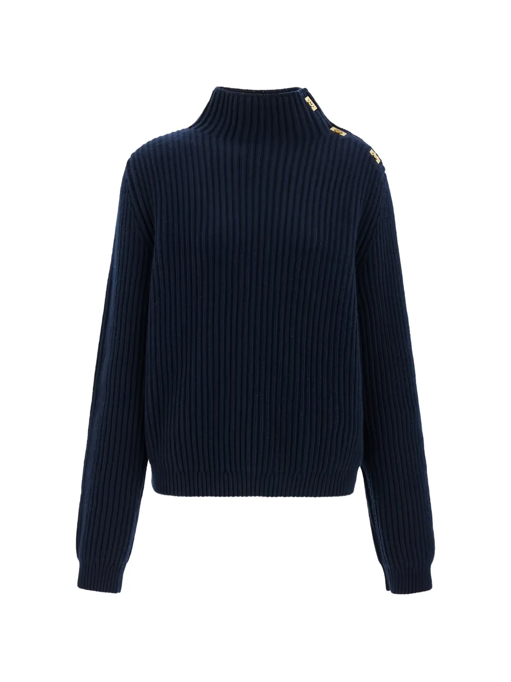 Ferragamo knitted sweater with gancini button detail - Blau