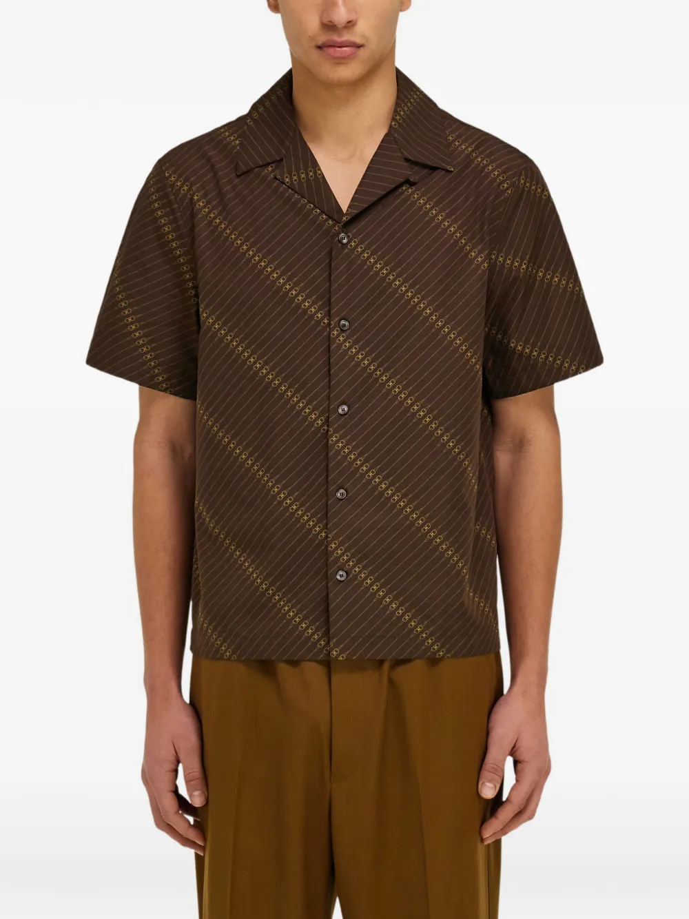 Ferragamo Bowlingshirt met korte mouwen Bruin