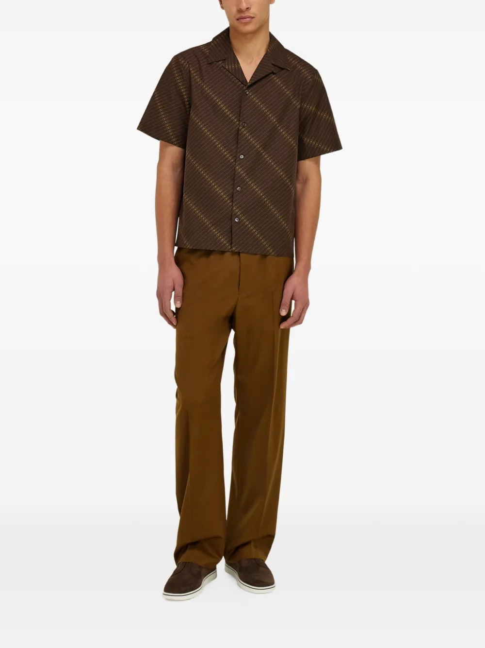 Ferragamo Bowlingshirt met korte mouwen Bruin
