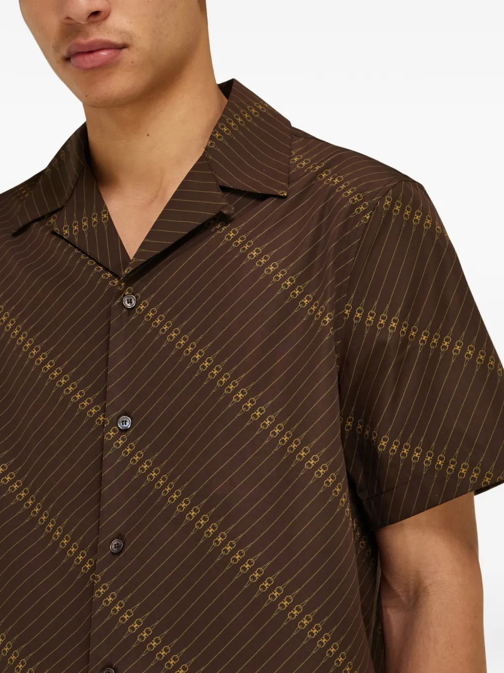 Ferragamo Bowlingshirt met korte mouwen Bruin