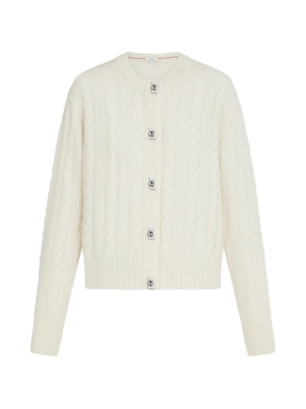 Ferragamo Cable-knit Cardigan In Neutral