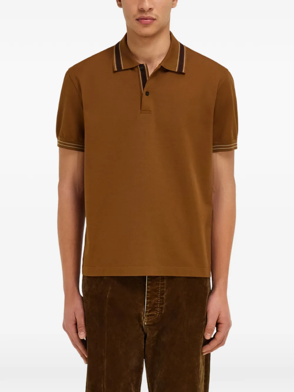 Ferragamo Poloshirt met gestreepte afwerking Bruin