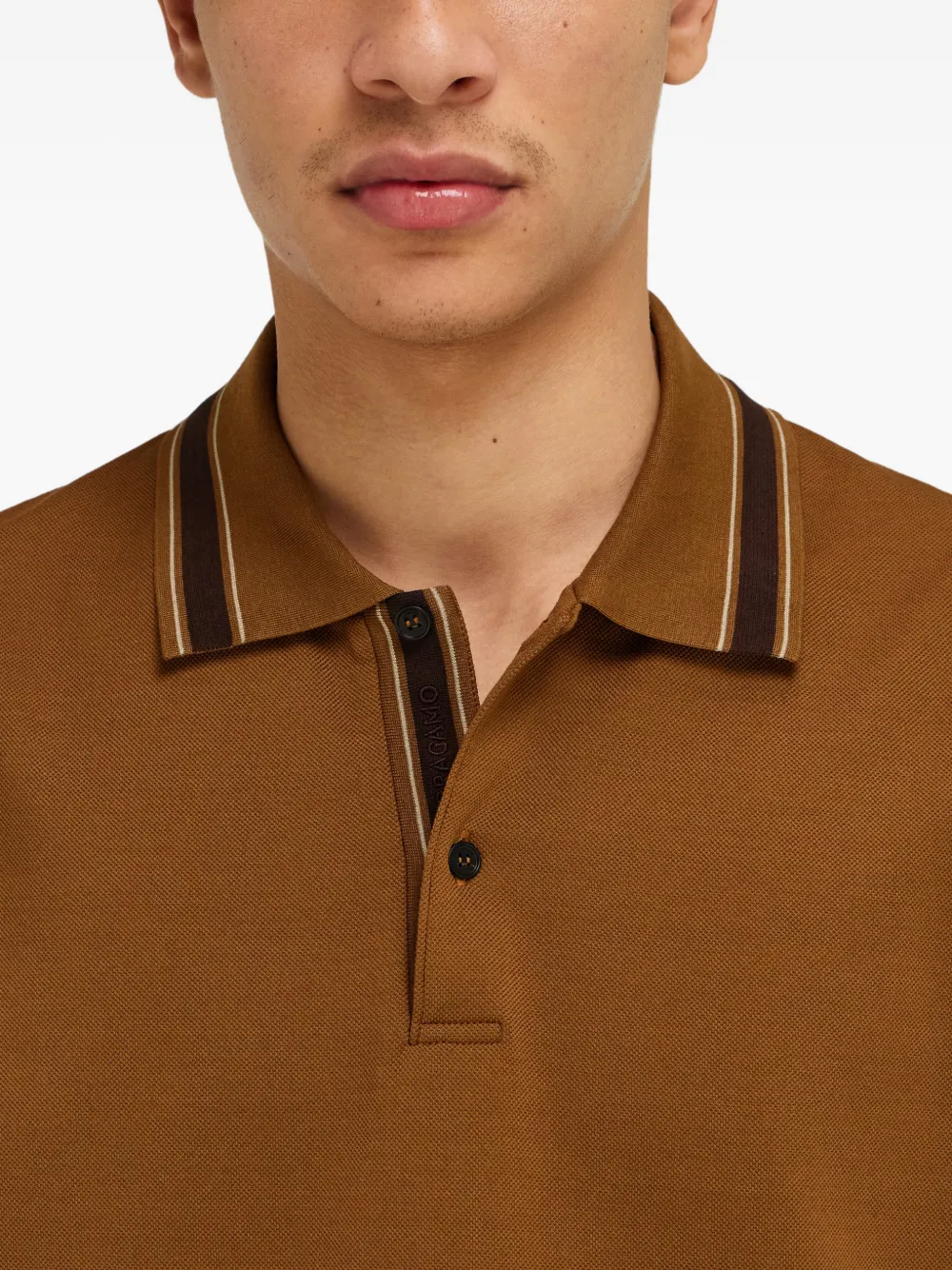 Ferragamo Poloshirt met gestreepte afwerking Bruin