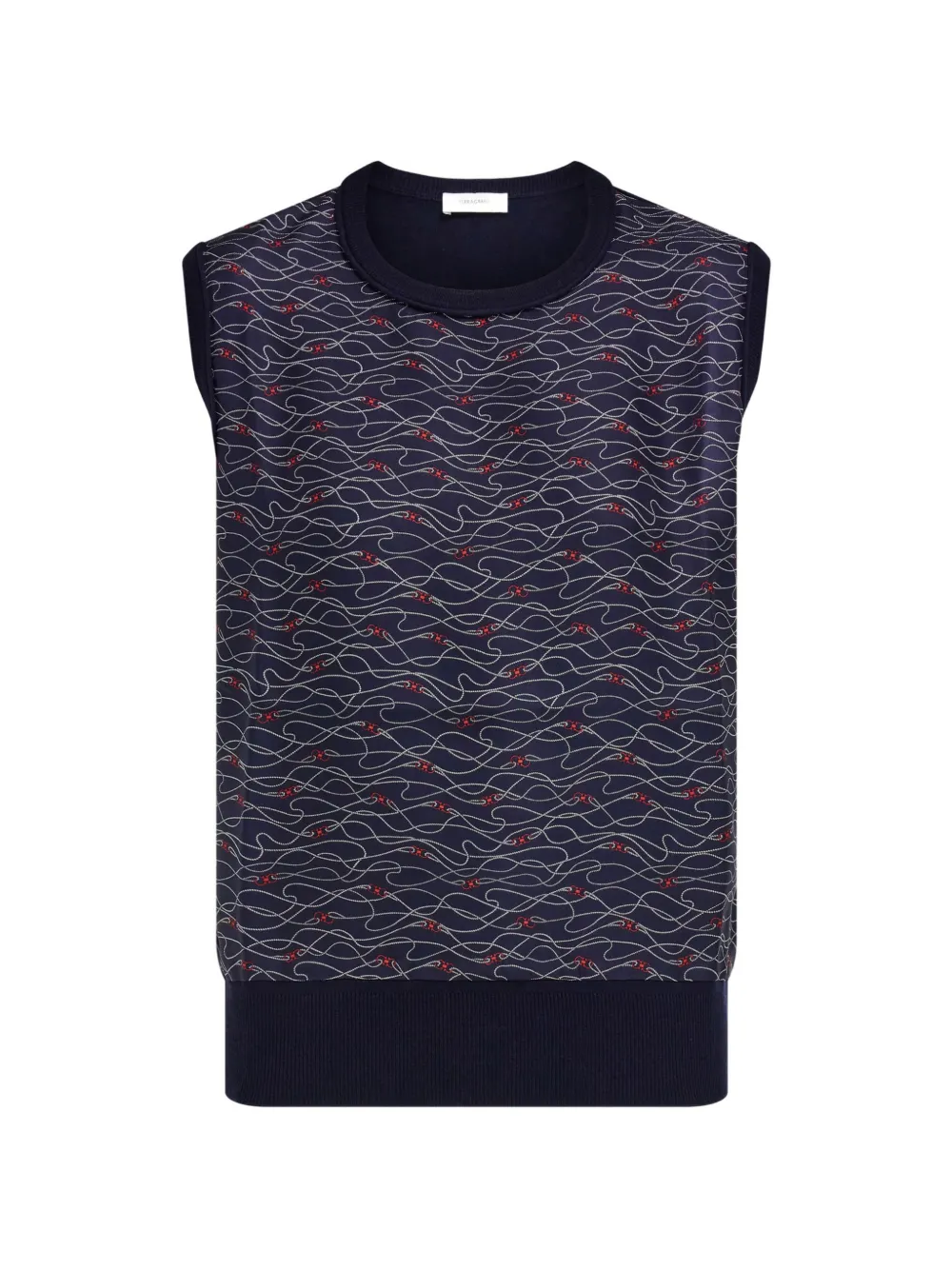 Ferragamo knitted top with silk panel detail - Blau