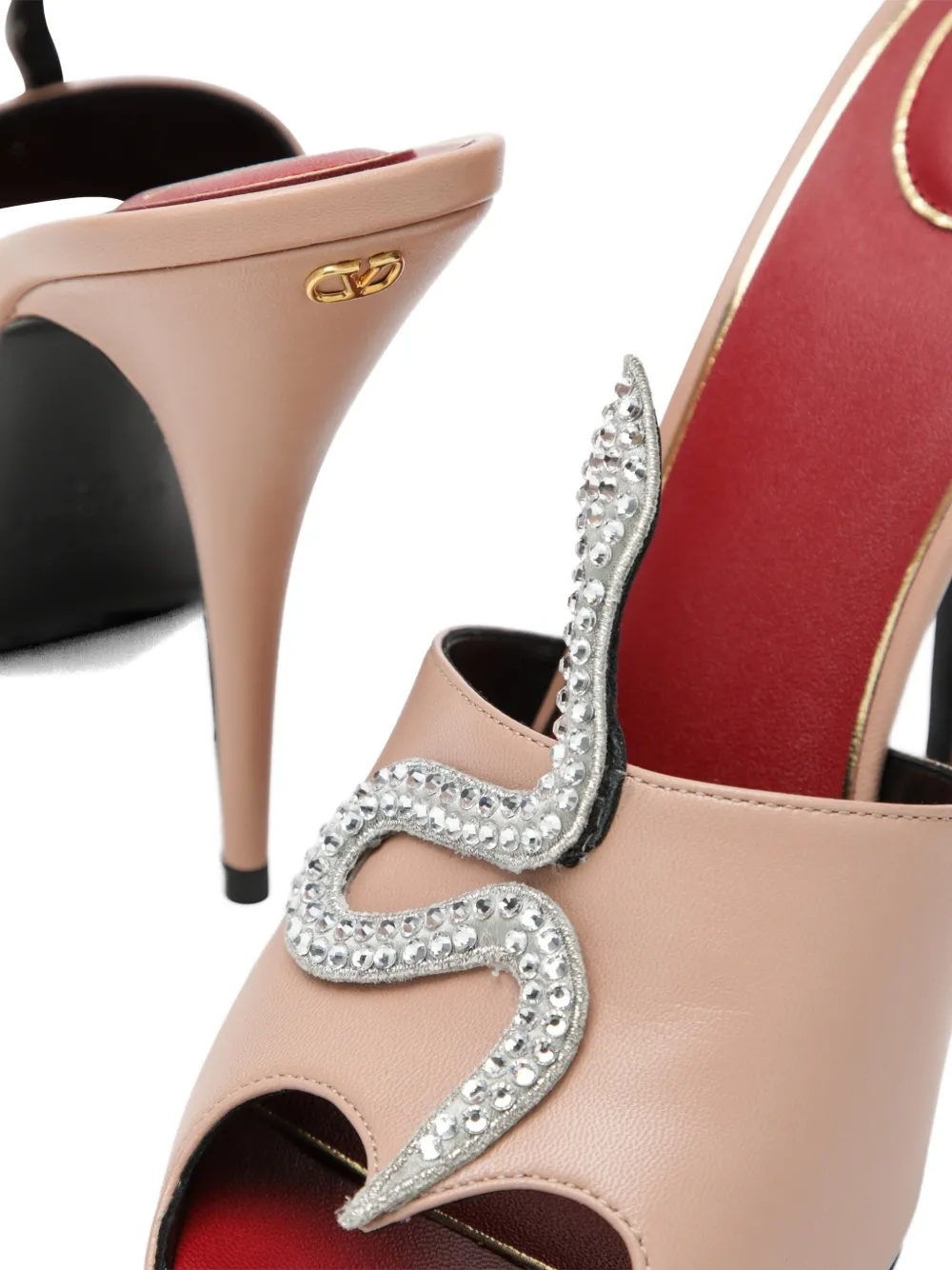 Valentino Garavani Vipère sandalen verfraaid met kristallen en slangenpatroon Roze