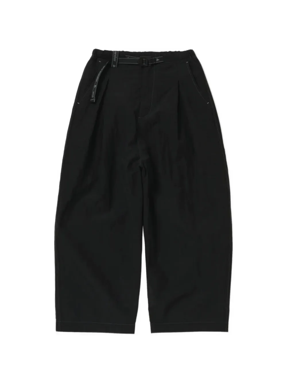 And Wander X Gramicci Belted Pleated Trousers In Black