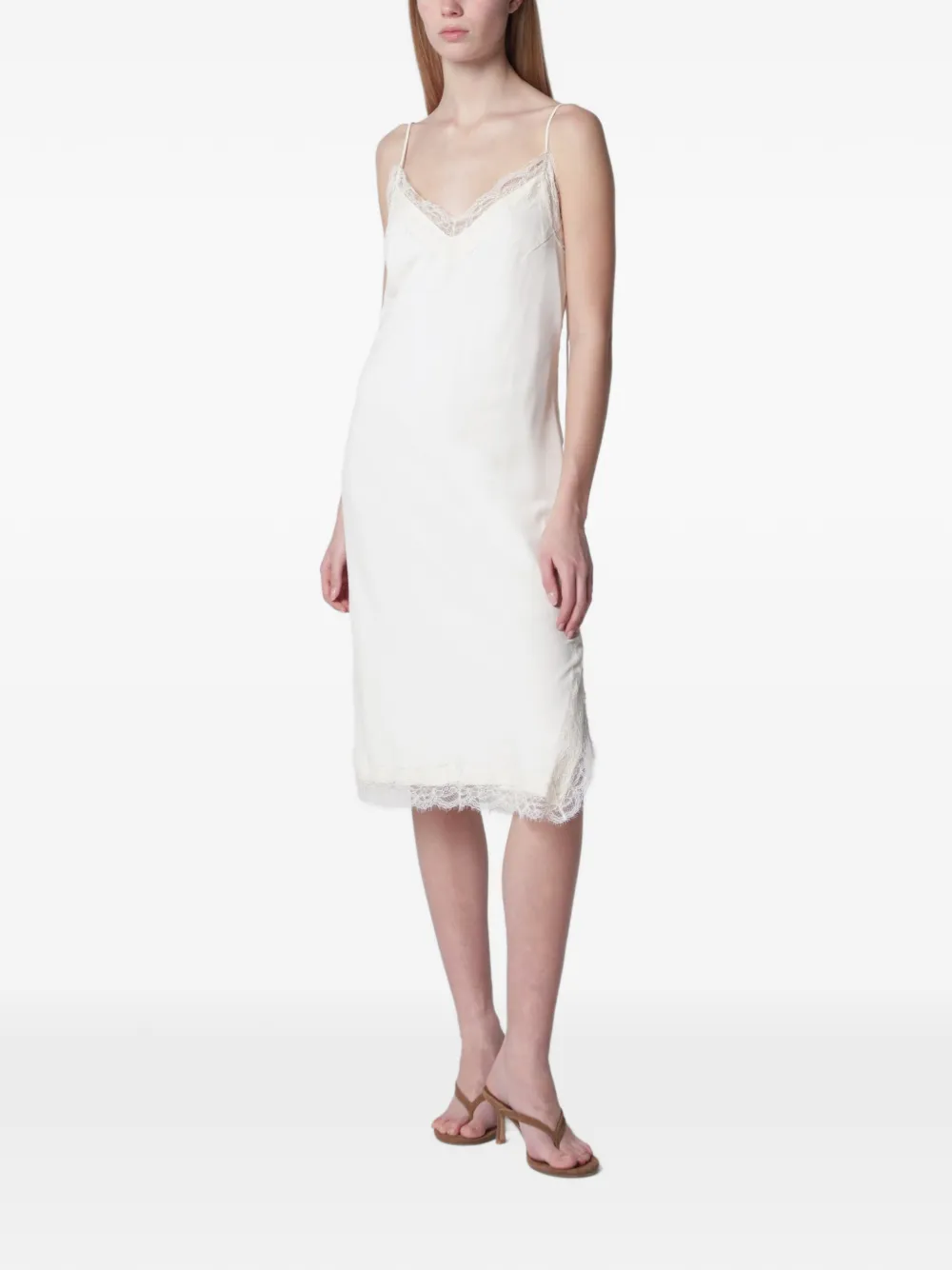 Róhe lace-trim midi dress - Neutrals