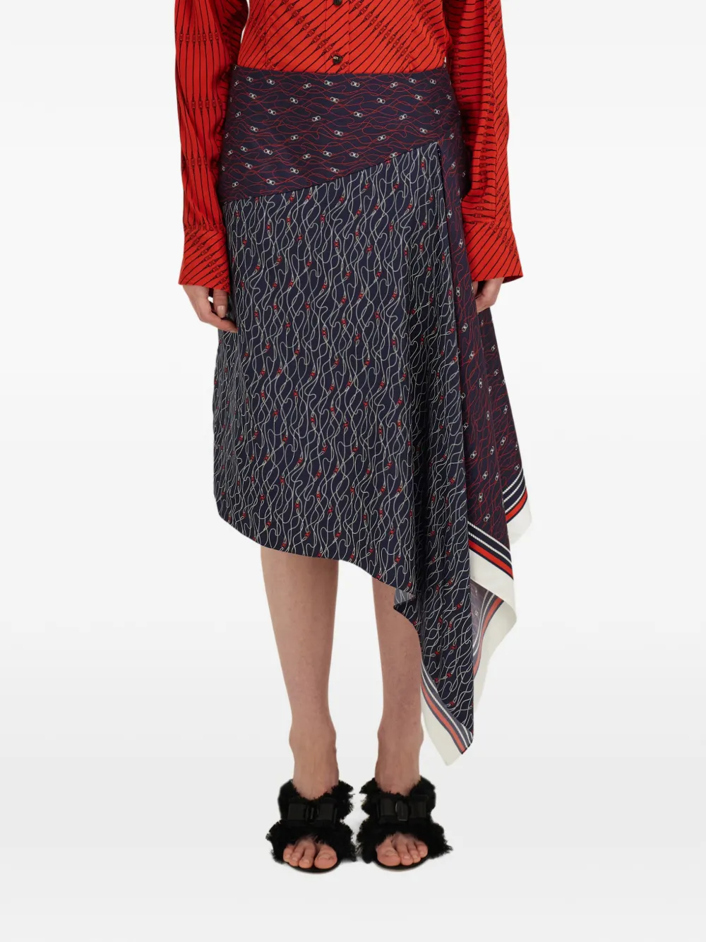 Ferragamo Rok met zakdoek afwerking Blauw