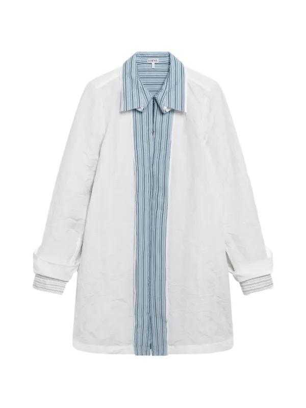 Loewe Crinkled Mini Shirt Dress in White