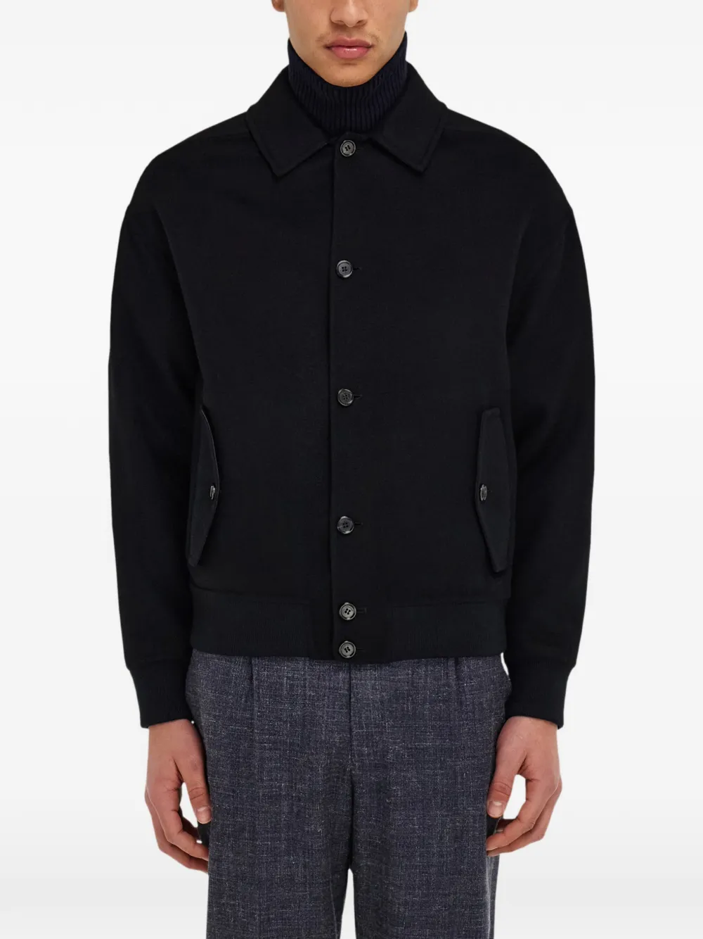 Ferragamo Wollen en kasjmier jack Zwart