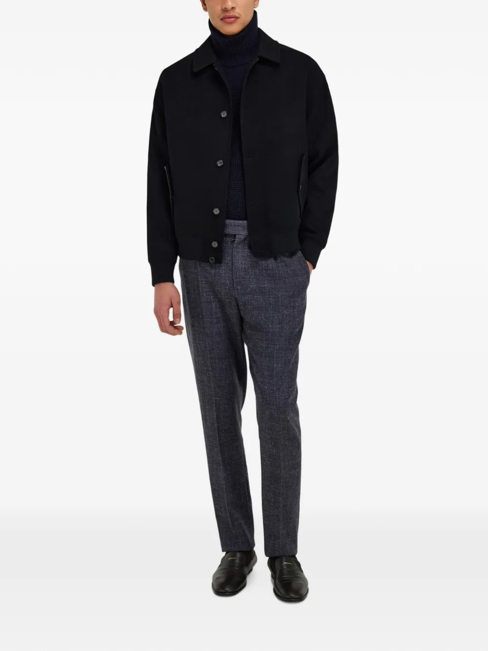 Ferragamo Wollen en kasjmier jack Zwart