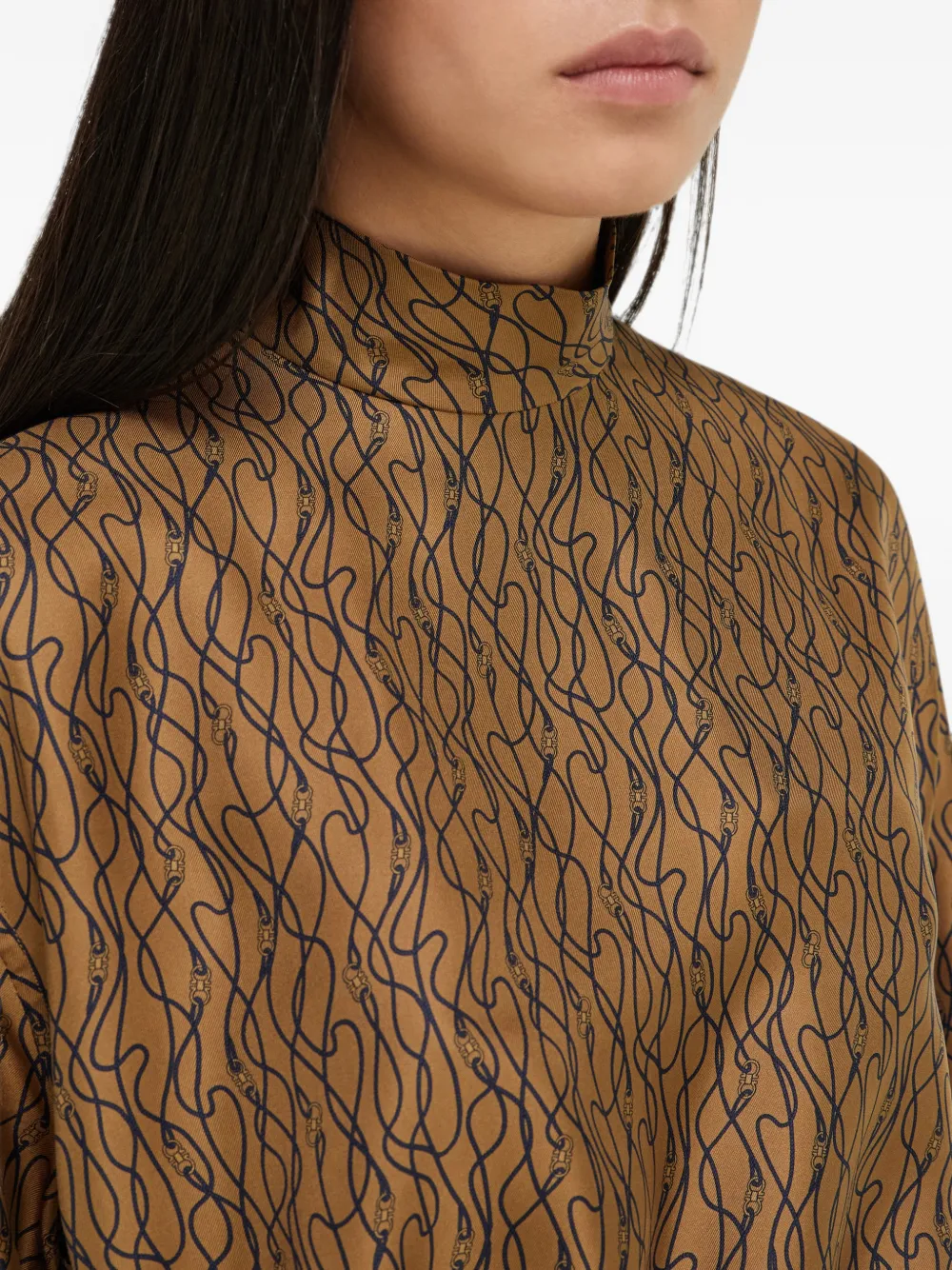 Ferragamo Zijden blouse Bruin