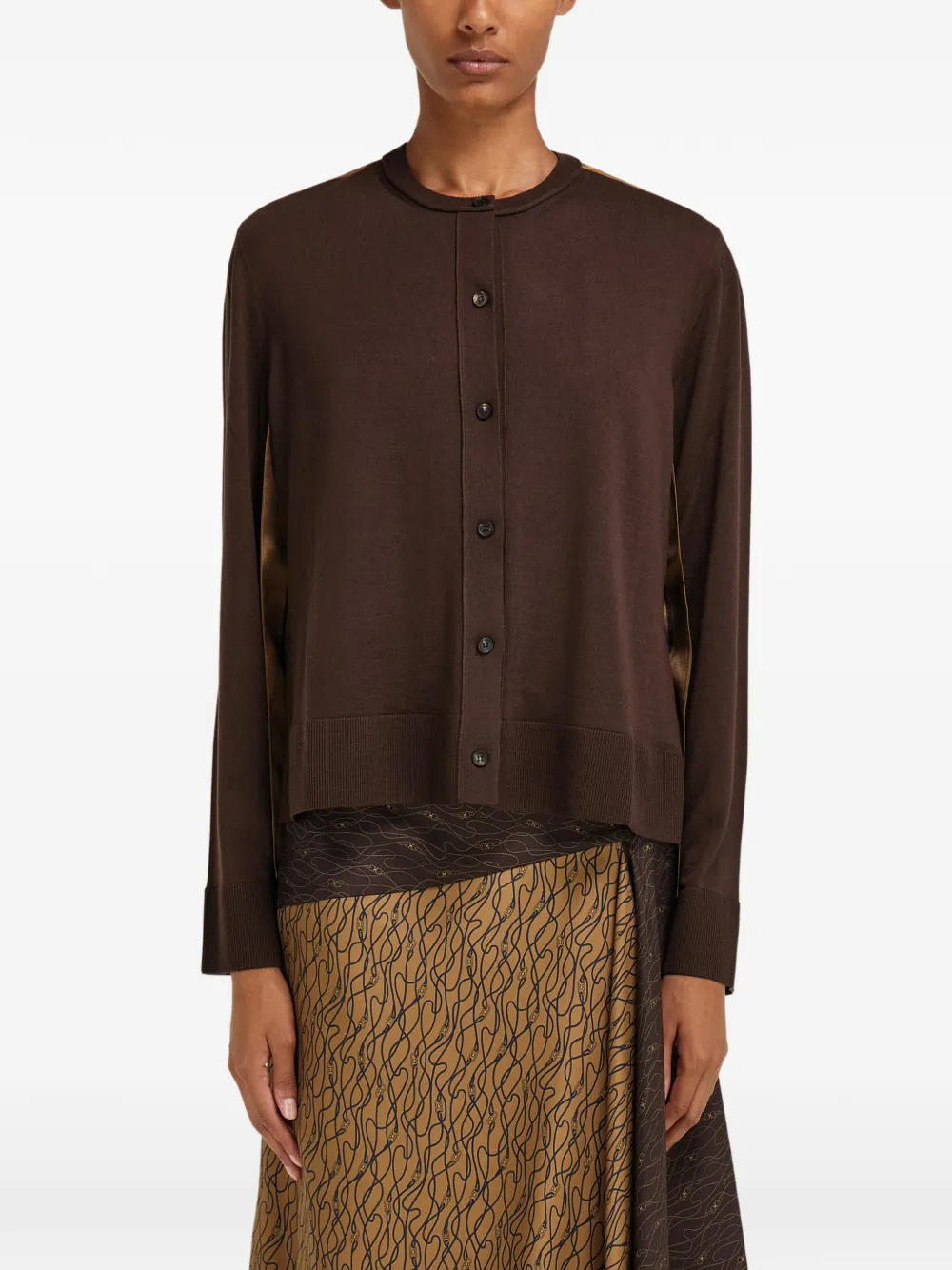 Ferragamo Vest met zijden vlak Bruin