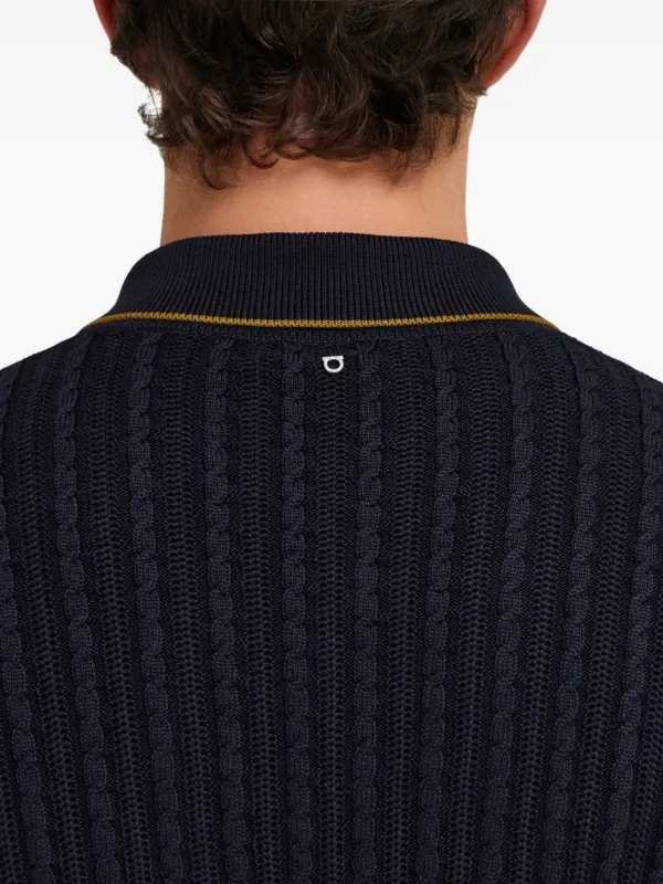 美品　フェラガモ　シルクカーディガン Ferragamo コットン＆シルク カーディガン | ブルー | FARFETCH JP