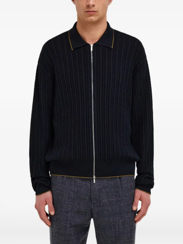 美品　フェラガモ　シルクカーディガン Ferragamo コットン＆シルク カーディガン | ブルー | FARFETCH JP